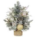 Flocked Christmas Tree Mini Tabletop Christmas Tree with Ornaments Berries Pinecones, 19" Small Fake Xmas Trees Plant Christmass Decorations for Table Centerpiece, Mantel Entryway Winter Holiday Decor