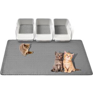 GRELY Cat Litter Mats- Extra Large XXL 47''X 36'',2 Layer Litter Box Mat for Indoor Cats,Rug for Pet Kitty,Litter Trapping Mats,Waterproof Urine Proof,Non-Slip