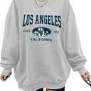 ORANDESIGNE Oversized Graphic Sweatshirt for Women Long Sleeve Crewneck Pullover Casual Fall Hoodie Tops 2026 (Gray, M)