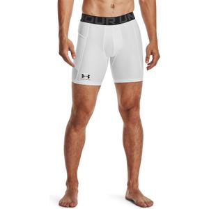 Under Armour Men's HeatGear Compression Shorts (White (100)/Black), Small Tall
