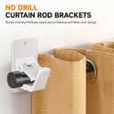 Universal Curtain Rod Holders, No Drill Curtain Rod Brackets, Self Adhesive Curtain Rod Brackets Up to 30 LB, Nail Free Curtain Rod Hooks for Bathroom, Bedroom, Livingroom, Kitchen (8PC, White)