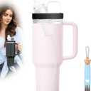 Tumbler Adapter Compatible with Stanley and Flavors Cartridges, Fits 40oz / 64oz Stanley Quencher H2.0 FlowState Tumblers, BPA Free Plastic, Food Grade Silicone, Leak Proof (DarkBlack)