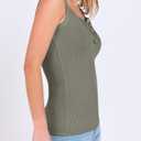 ANRABESS Tank Tops for Women Summer Basic Ribbed Henley Slim Fitted Sleeveless Cami Shirts Button Up Workout Casual Outfits (Green, L)
