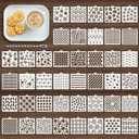 42PCS Cookie Stencils Reusable Cookie Cake Stencils Royal Icing, Plastic Baking Stencil for Cake Decorating Buttercream Dessert Coffee DIY Drawing Birthday Party (Random Style 5.5In)