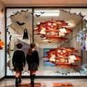 SURANBULI Halloween Garage Door Decoration, Halloween Garage Background Sticker, Fireplace Background, Mural, Decoration Party Decor