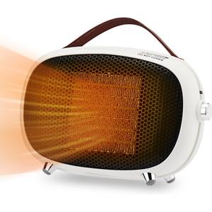 Space Heater, Teioe Mini Electric Space Heater 800W/400W, Small PTC Ceramic Heater with Tip-Over and Overheat Protection, 3 Operating Modes, Space Heaters for Indoor, Office, Bedroom and Desk (White)