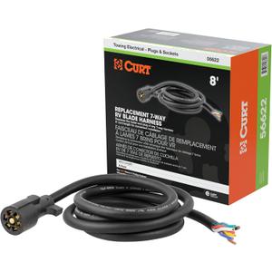 Replacement 7-Way RV Blade with 8' Wires (Trailer Side, Packaged)