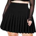 Moon Wood Women's Plus Size Pleated Tennis Skirt- Girls High Waist Athletic Golf Skirts with Shorts (XX-Large Plus, Black)