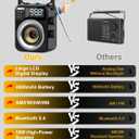 Radio Portable AM FM WB SW,Bluetooth Digital Radios Built-in 4000mah Rechargeable Battery/DC D*3 Cell Battery Operated,10W Speaker,Tf/USB Playback,LCD Display Weather Alert for Home Outdoor Emergency