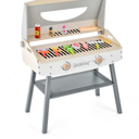 Kids Barbecue Grill Playset, Wooden Kitchen Playset with Clip 4 BBQ Poles
