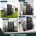 Sttoraboks Golf Bags Storage Garage Organizer, Golf Bag Rack Fits 2/3 Golf Bags and Golf Equipment Accessories, Golf Club Storage Stand with Wooden Shelf and Lockable Wheels for Garage Indoor Basement