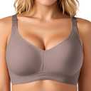 Jelly Wireless Bras for Women Plus Size Supportive Seamless Bra Full Coverage No Underwire Push Up Comfortable Tshirt Bra (Gray)