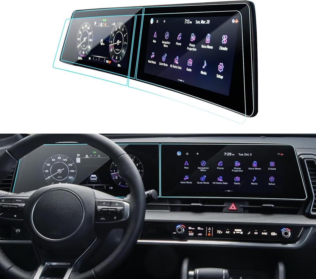 2025 Kia Sportage Screen Protector for 2023 2024 2025 Kia Sportage (EX/SX/SX-Prestige/X-Line) Accessories Navigation & Dashboard Nano Touchscreen Protector Film HD Clear Anti-Glare 12.3''-4 Packs