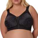 Playtex Women's Wireless Bra, 18 Hour Plus-Size Bras, Full Coverage, Smoothing, 4693, Single or 2-Pack (54C, Black)