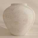 SilkSerenade Large White Round Vase for Flowers & Table Centerpieces - 11 Inch Rustic Textured Earthy Stone Look, Matte Big Vessel Decorative Arina Modern Farmhouse Wabi Sabi Decor Living Dining Room