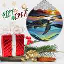 Christmas Stained Glass Sea Turtle Ornament - Holiday Home Decor - Tree Decoration - Gift Exchange Ideas