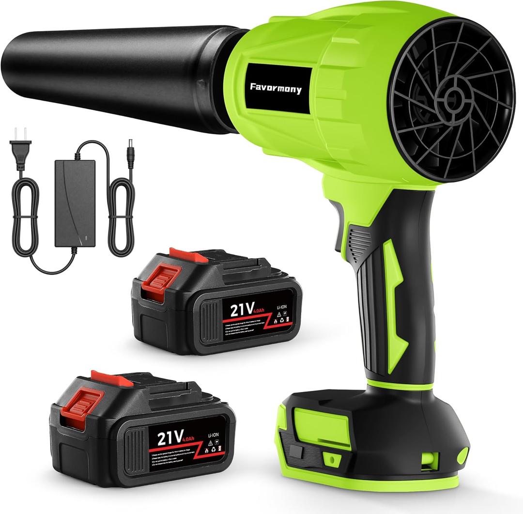 Leaf Blower Cordless, 600000 RPM Handheld Leaf Blower with 2×4.0Ah Batteries and Charger, Battery Power Blower with Extended Nozzle, Portable Lightweight Mini Blower for Lawn Care, Garage, Car Drying