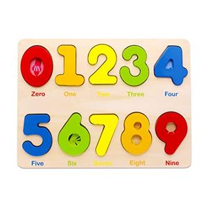 Aile Wooden Preschool Learning Number Puzzles Toys for Kids Age 2-4， Educational Toys 8Pcs(no 7)