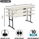 LIFETIME 80387 4-Foot Commercial Adjustable Folding Table, Almond