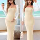 Rnxrbb 2 Piece Maternity Dress Shrug Cardigan Baby Shower Wedding Guest Bodycon Maternity Dresses Photoshoot Gender Reveal (L)