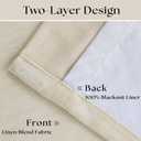 Cream Beige Linen Blackout Curtains Pinch Pleated 102 Inches Long for Bedroom Memory Shape Back Tab Flax Linen Curtains Blackout Farmhouse Full Light Blocking Thermal Insulated Drapes 2 Panels Set