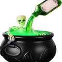 KYWYOYOU 2025 Halloween Decorations Indoor  Floating Potion Bottles with LED Mist Maker, Black Skull Pot Diffuser for Spooky Indoor Party Table & Home Decor