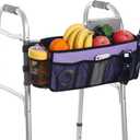 CTWWFS Upgrade Walker Basket with Cup Holder, Foldable Walker Storage Bag for seniors with Big Capacity & Never Tipping Over, Best Gift for Family (Purple)