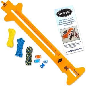 SpeedyJig XL Paracord Bracelet Kit & Jig | Adjustable Frame | Craft 4 to 18 Survival Bracelets, Jewelry, Keychains | Craft Idea for Adults & Children | Includes Cords & Buckles | USA Made