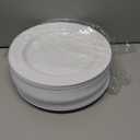 50 PCS White Plastic Plates for 50 Guests,10.25 inch Heavy Duty Disposable Plates for Wedding,Party,Birthday,Smooth Edge & Sturdy Dinner Plates