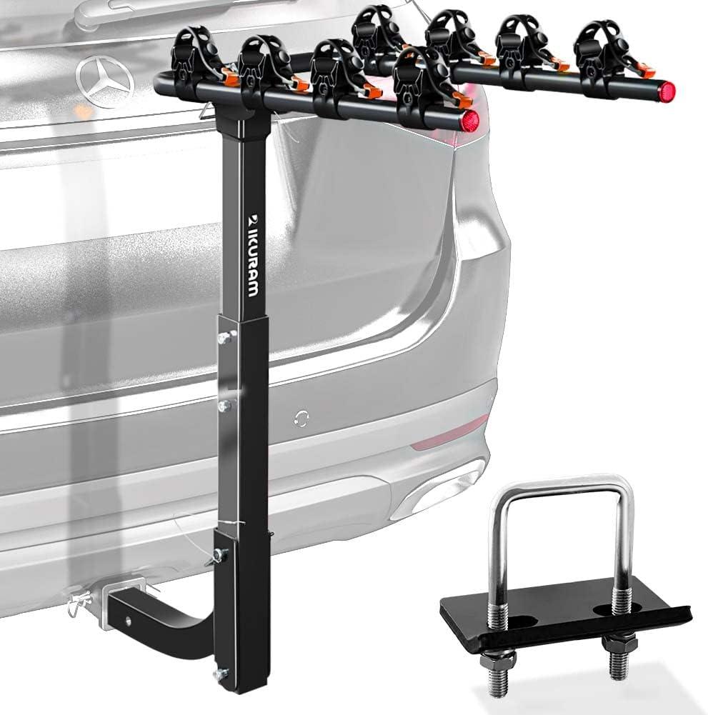 IKURAM R 4 Bike Rack Bicycle Carrier Racks Hitch Mount Double Foldable Rack for Cars, Trucks, SUV's and minivans with a 2" Hitch Receiver
