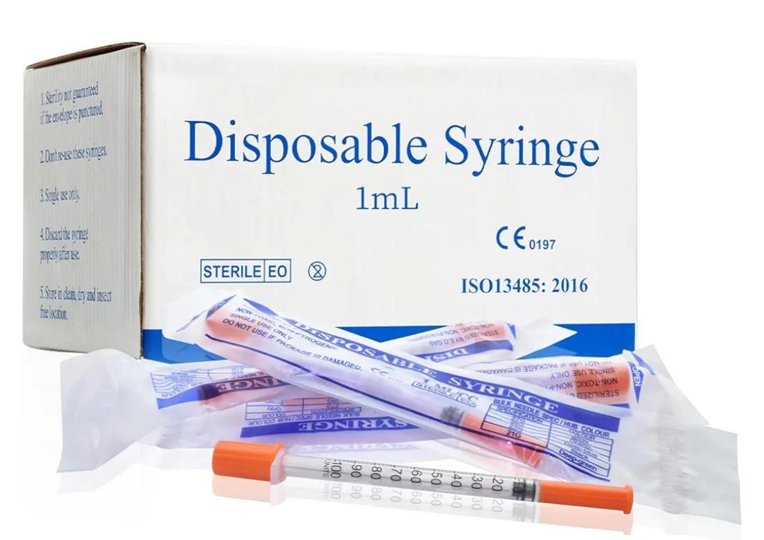 U-100 1ml 31 Gauge 5/16" Syringe, Individually Packed 100 PACK