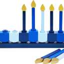 The Dreidel Company Hanukkah Children's Wooden Chanukah Menorah, Dreidel Design with Removable Candles
