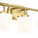 5-Light Brushed Gold Bathroom Vanity Light, Milk White Glass