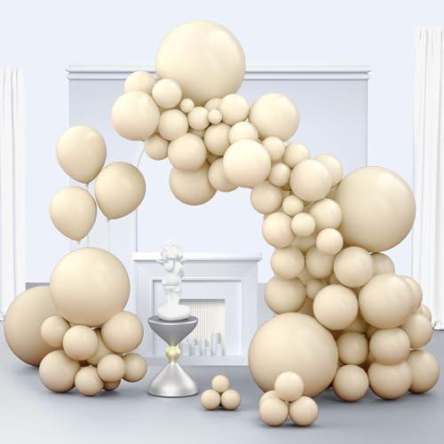 Zingnify Beige Balloons, 150 pcs Different Sizes Pack of 18 Inch 12 Inch 10 Inch 5 Inch Cream Ivory Balloons for Balloon Garland Balloon Arch as Birthday Party Wedding Decorations