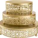 Hedume 3 Pack Cake Stand, Round Metal Cake Stands, 8" 10" 12" Dessert Display Cupcake Stands, Wedding Brithday Party Celebration Dessert Cake Display Plates-Gold