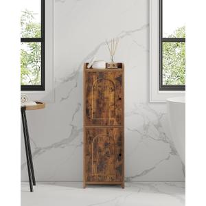 Hzuaneri Bathroom Storage Cabinet, Small Corner Floor Cabinet with 2 Doors and Adjustable Shelf, Narrow Toilet Paper Cabinets, Bathroom Organizer for Small Spaces, 7.9"D x 9.8"W x 29.5"H Rustic Brown