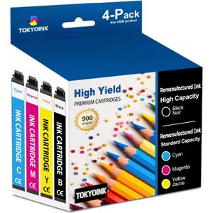 TOKYOINK 232XL Ink Cartridges Combo Pack Remanufactured Replacement for Epson 232 Ink Cartridge 232XL 232 XL Works for WF-2930, WF-2950, XP-4200, XP-4205 Printer (Black, Cyan, Magenta, Yellow 4 Pack)