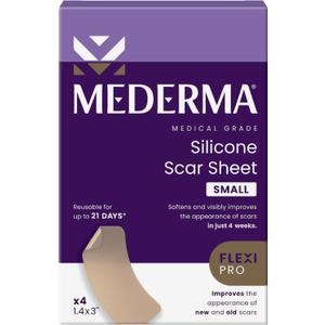 Mederma Medical Grade Silicone Scar Sheets; Improves The Appearance of Old and New Scars; for Injury, Burn and Surgery Scars, 4 Count (Small)