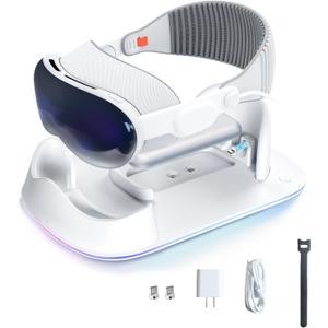 Charging Dock Compatible with Vision Pro, Supporting LED Breathing Lights/Magnetic Charging and Vision Pro Battery Charger Stand,Designed for Apple Vision Pro Stand, white, VR-15