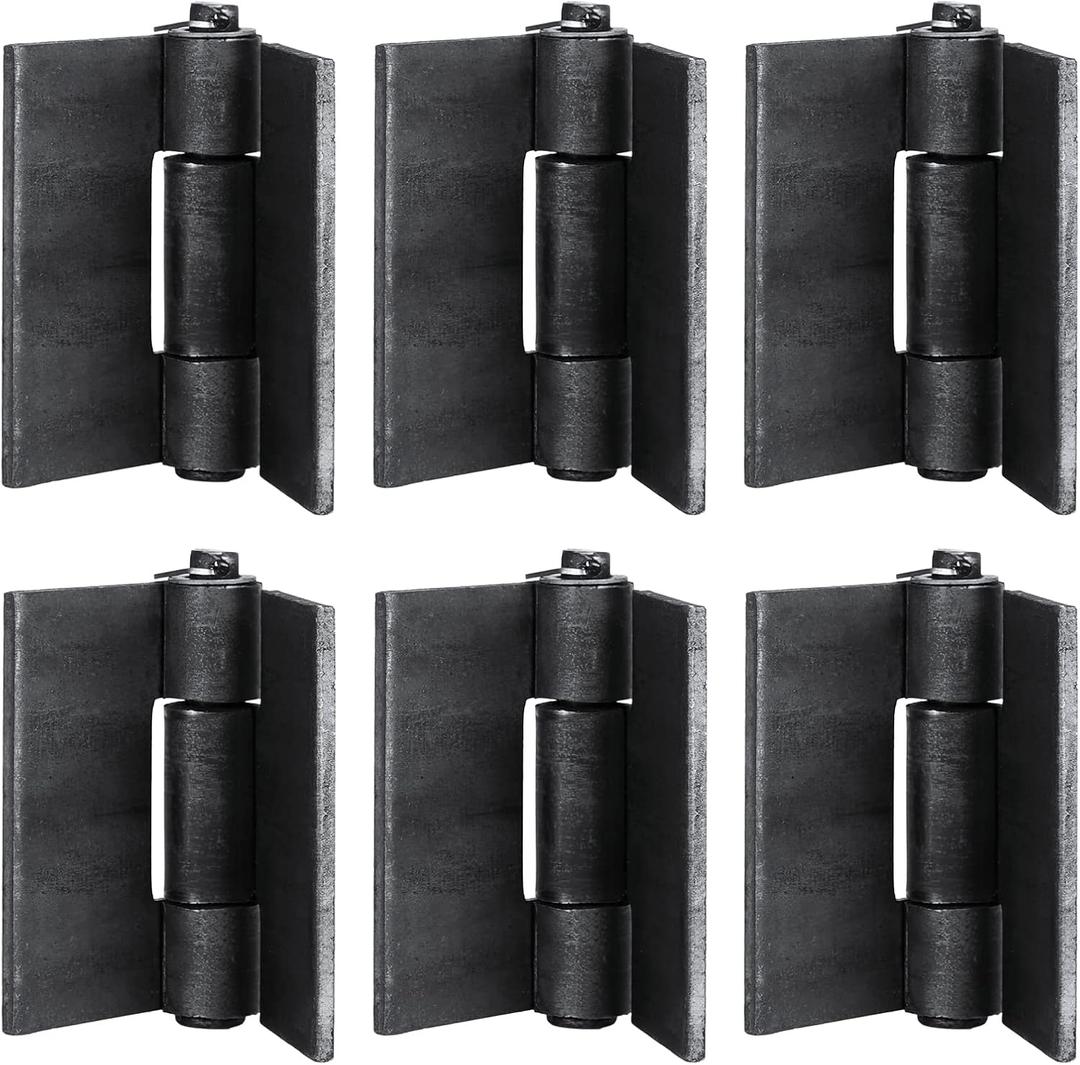 BlueDex 6 Pack Metals 4-3/ 8"x4-1/ 8” Heavy Duty Weldable Hinges -Thickness 5 mm Weld On Hinges - Solid Steel Butt Hinge Design for Heavy Gates & Doors - Corrosion & Rust Resistant