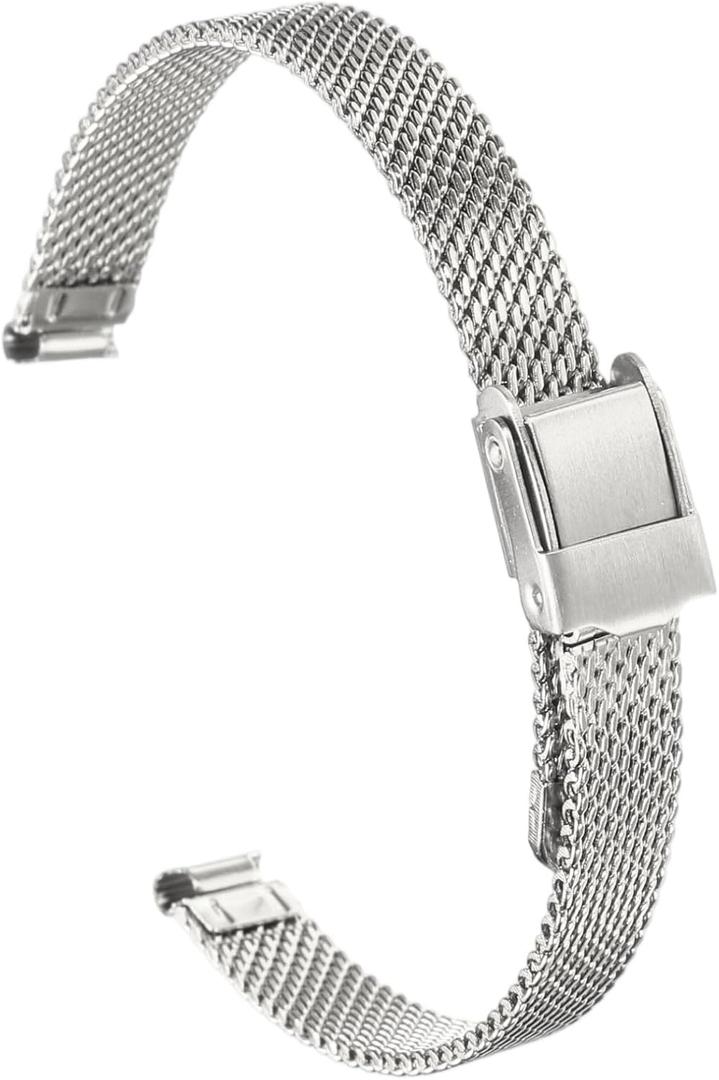 HARFINGTON Stainless Steel Mesh Watch Band Quick Release Adjustable Metal Replacement Watch Strap for Men and Women (8mm, Silver)