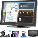 Wireless Apple Carplay Screen for Car, 9" HD Touchscreen Portable Car Stereo with Android Auto, Backup Camera, Mirror Link, GPS Navigation, Voice Control, AUX - Compatible with All Vehicles