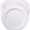 bUCLA 100PCS White Plastic Plates-10.25inch Disposable Dinner Plates-Premium Party&Wedding Plates
