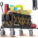 Beach Wagon with Big Wheels for Sand, 260L Capacity, Heavy Duty All-Terrain Folding Wagon with Expandable Rear, Durable Carbon Steel Frame & Big 8.3" Wheels for Beach, Outdoor & Camping Activities