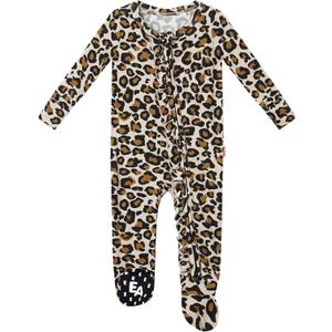 Bamboo Viscose Baby Girl Footie Pajamas, Newborn Sleepers Infant Onesie, 2-Way Zipper Footed Pjs (3-6 Months, Leopard Tan)
