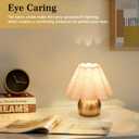 Gold Small Bedside Table Lamp for Bedroom, Brass Gold Bedroom Lamps for Nightstand, Cute Mini Table Lamps for Small Spaces with Scalloped Shade for Kitchen Counter, Bookshelf, Living Room, Kids Dorm