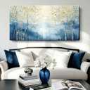 Amatop Large Abstract Art Wall Hanging For The Living Room, Featuring Modern Plant Prints Pictures And Blue And Yellow Tree Artwork For Bedrooms, Bathrooms, Dining Rooms, And Studies. 48X24 Inches.