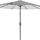 MEWAY 9ft Patio Umbrella Outdoor Table Umbrellas with Push Button Tilt and Crank, Market Umbrella 8 Sturdy Ribs for Deck, Garden, Pool and Backyard, Black-white-striped