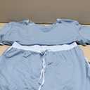 Opemiby Women's 2 Piece Sets Summer Casual Short Sleeve Tops and Matching Drawstring Skort Going Out Gray Blue Lounge Outfits 2XL
