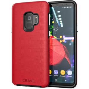 Crave Dual Guard for Samsung S9 Case, Shockproof Protection Dual Layer Case for Samsung Galaxy S9 - Red